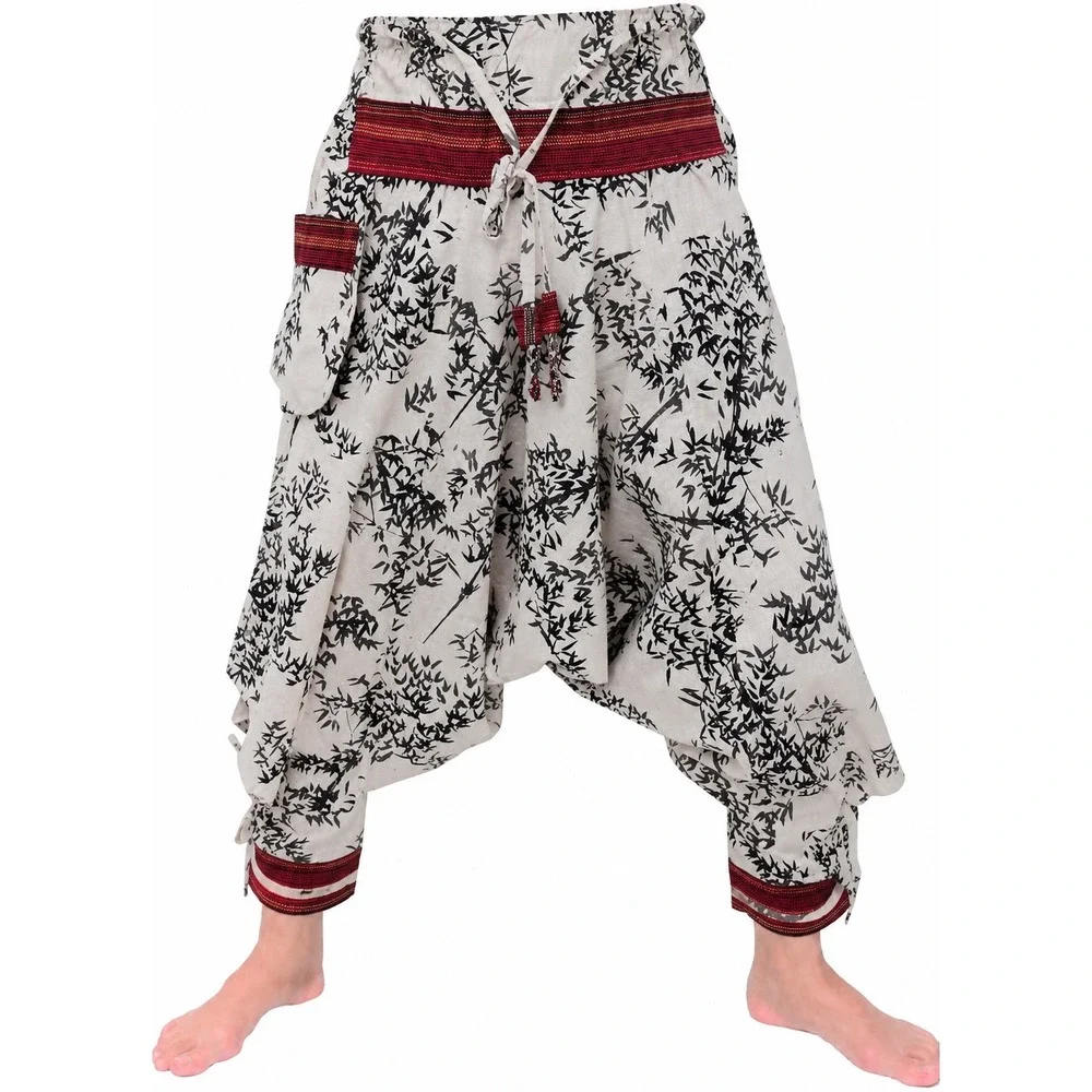Harem Pants Bamboo Kimono Baggy Cotton Boho Hippie Drop Crotch‎ Samurai Yukata